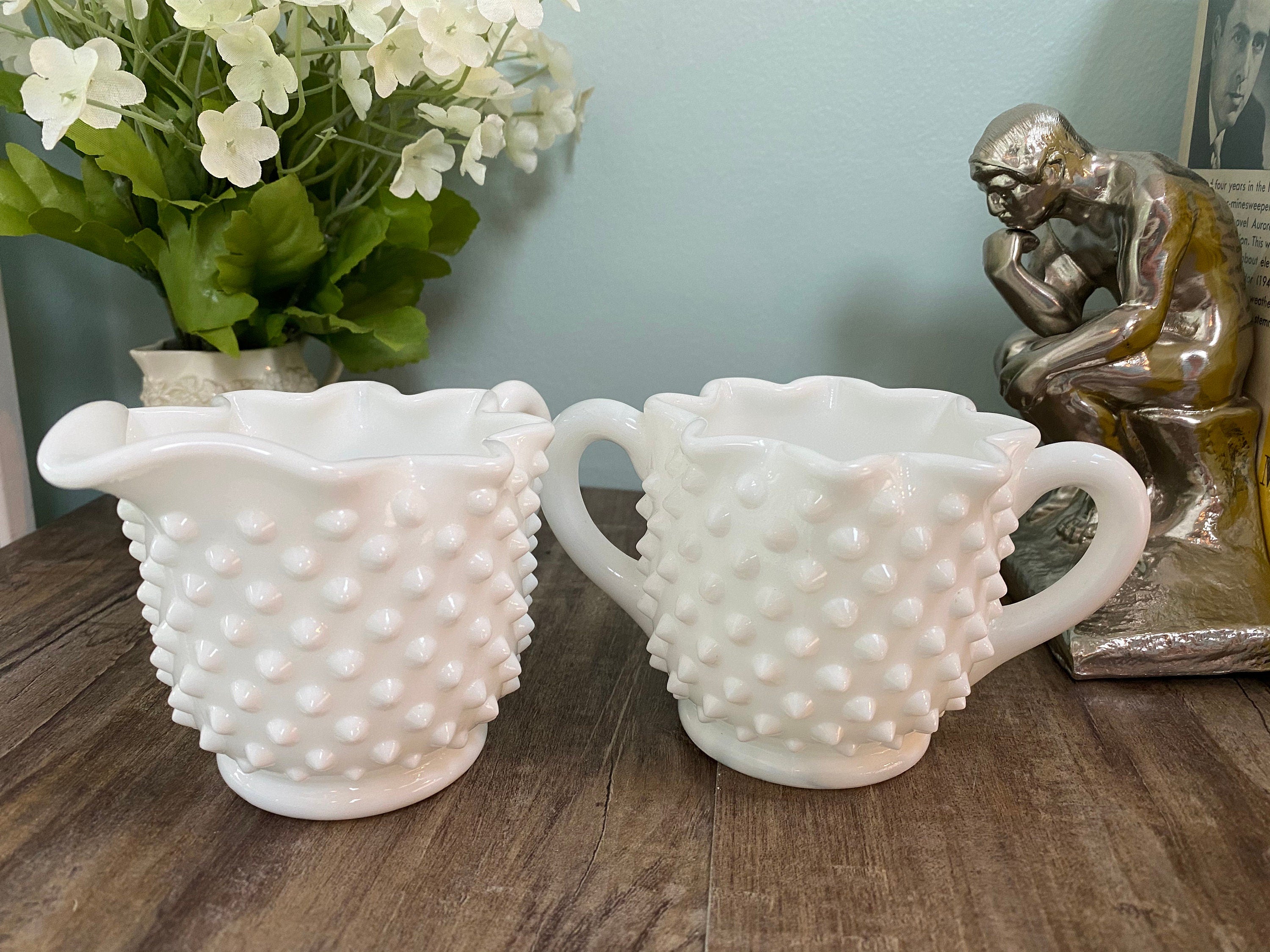 Vintage Fenton deals Hobnail Milk Glass Set