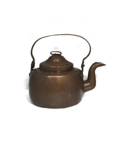 Antique 19th Century Solid Copper Tea Kettle w Lid Dovetailed high quality Joints As