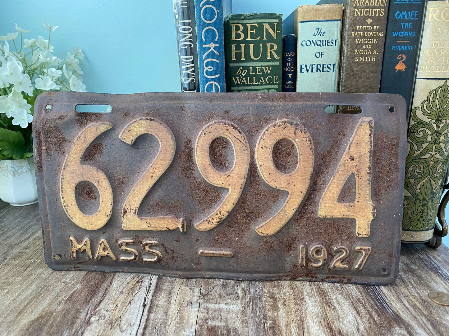 Antique Massachusetts 1927 License Plate - Duckwells