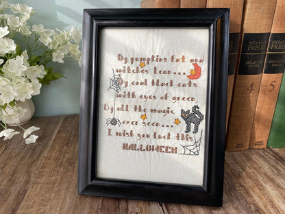 Framed Machine Embroidered Halloween Poem - Duckwells