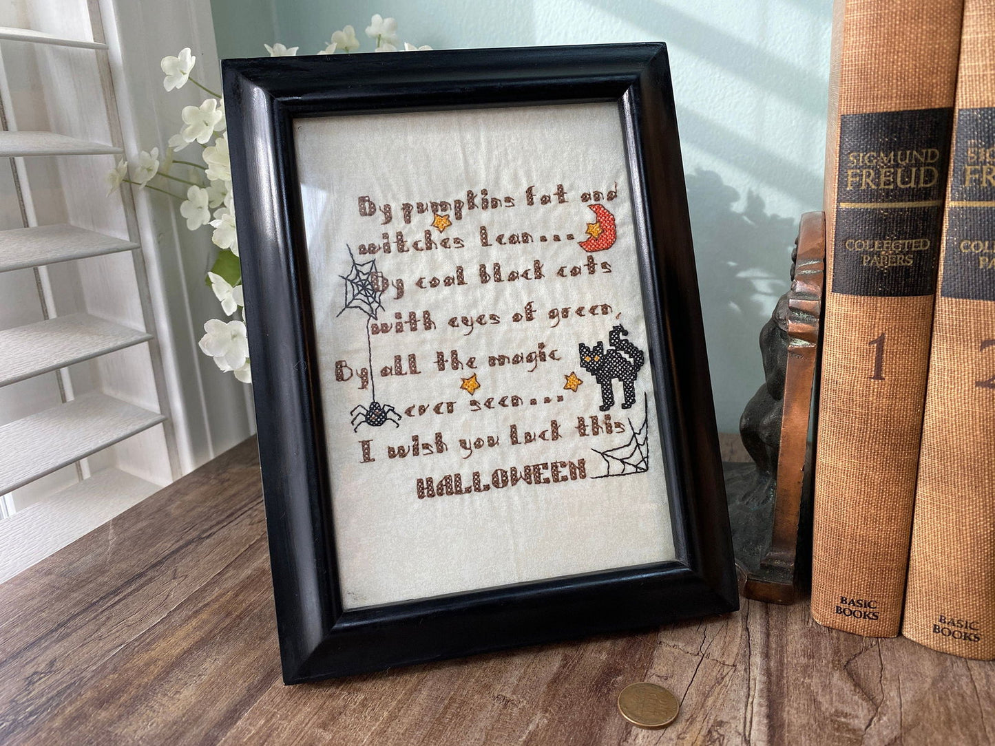 Framed Machine Embroidered Halloween Poem - Duckwells