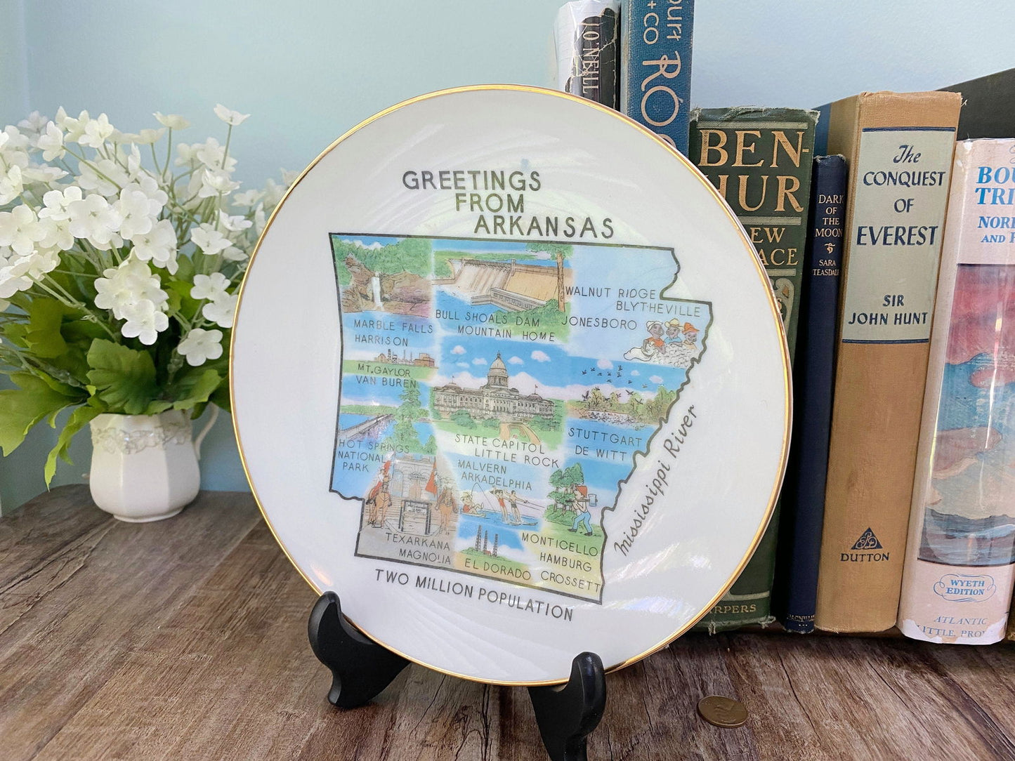 Midcentury Arkansas State Souvenir Plate - Duckwells