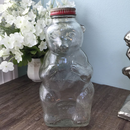 Vintage Teddy Bear Glass Bank