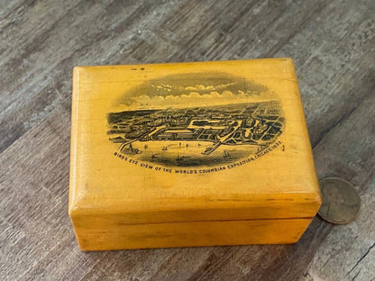 Antique Columbian Exposition Souvenir, Mauchline Ware Trinket Box