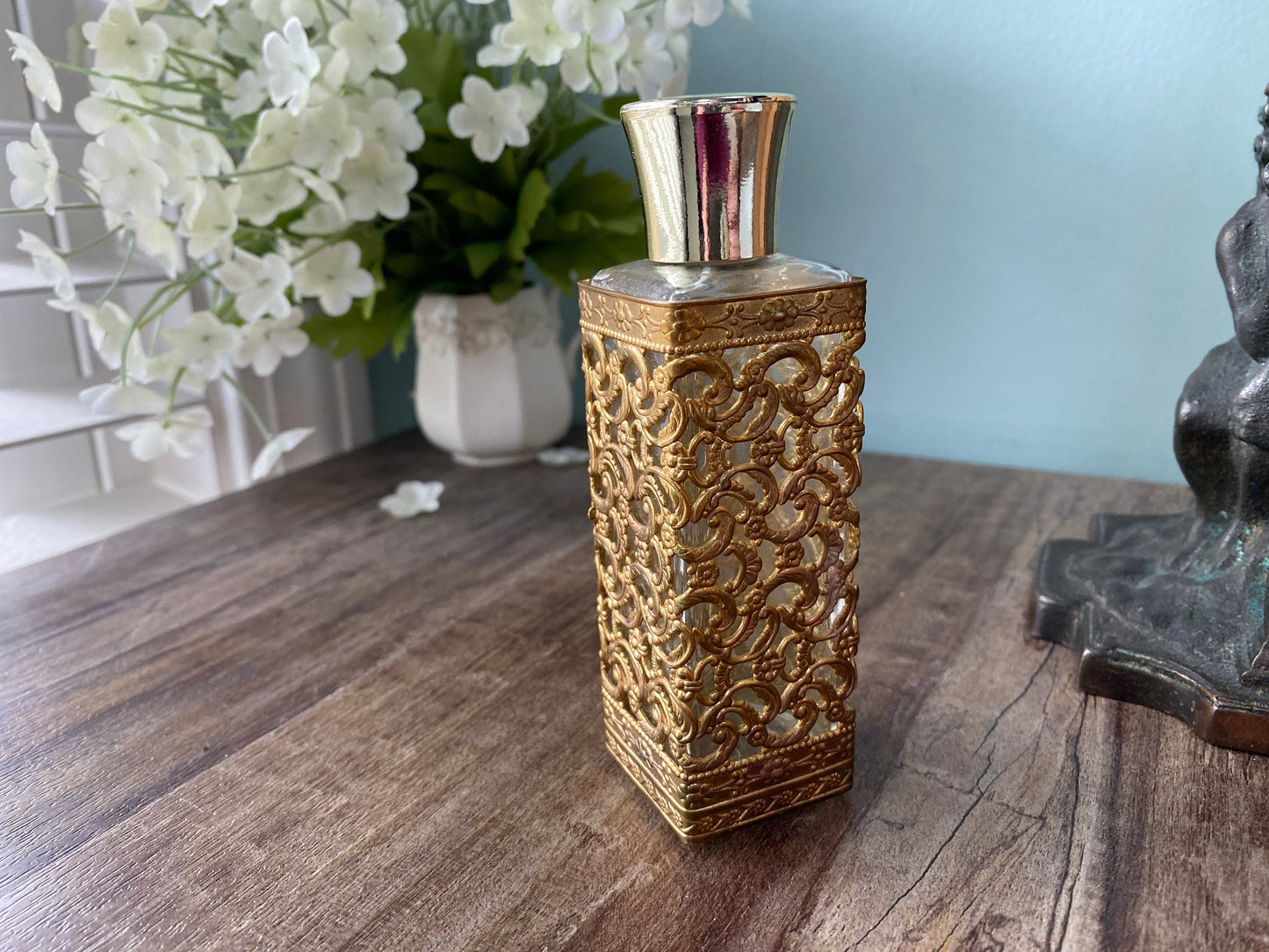 Midcentury Goldtone Cologne Bottle at Duckwells