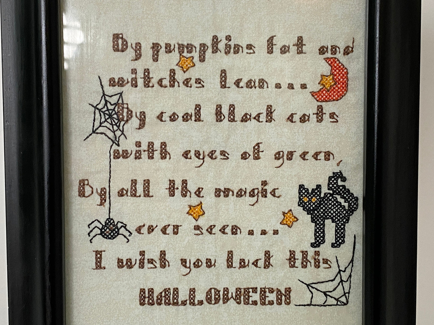 Framed Machine Embroidered Halloween Poem