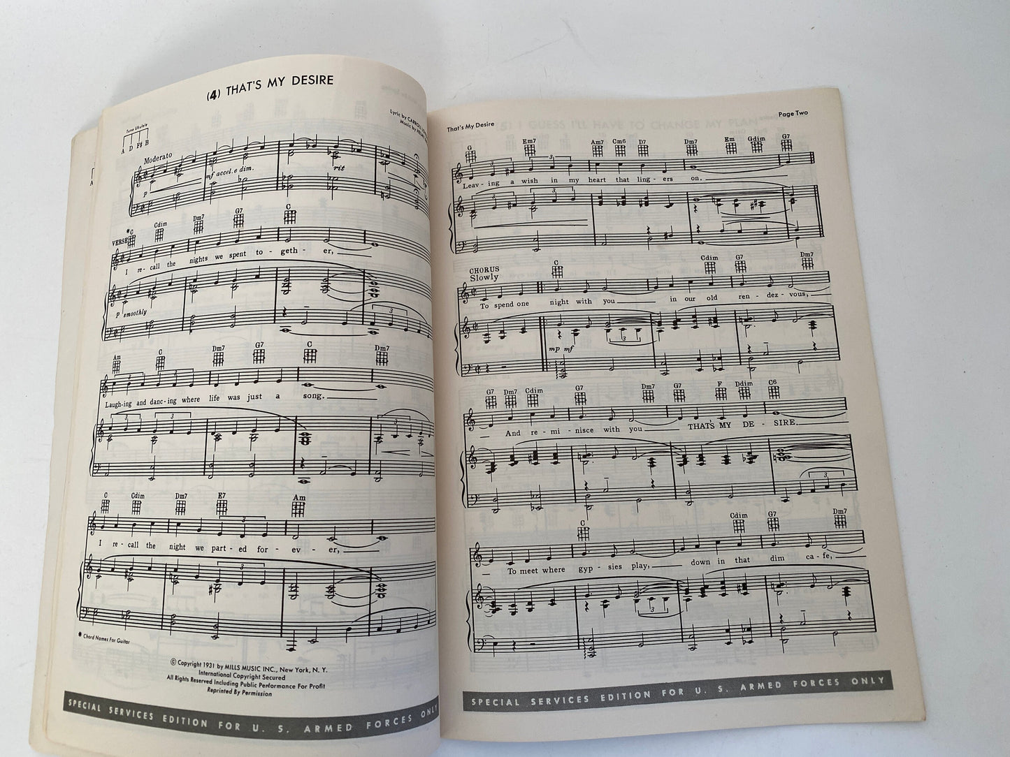 1962 Armed Forces Song Folio