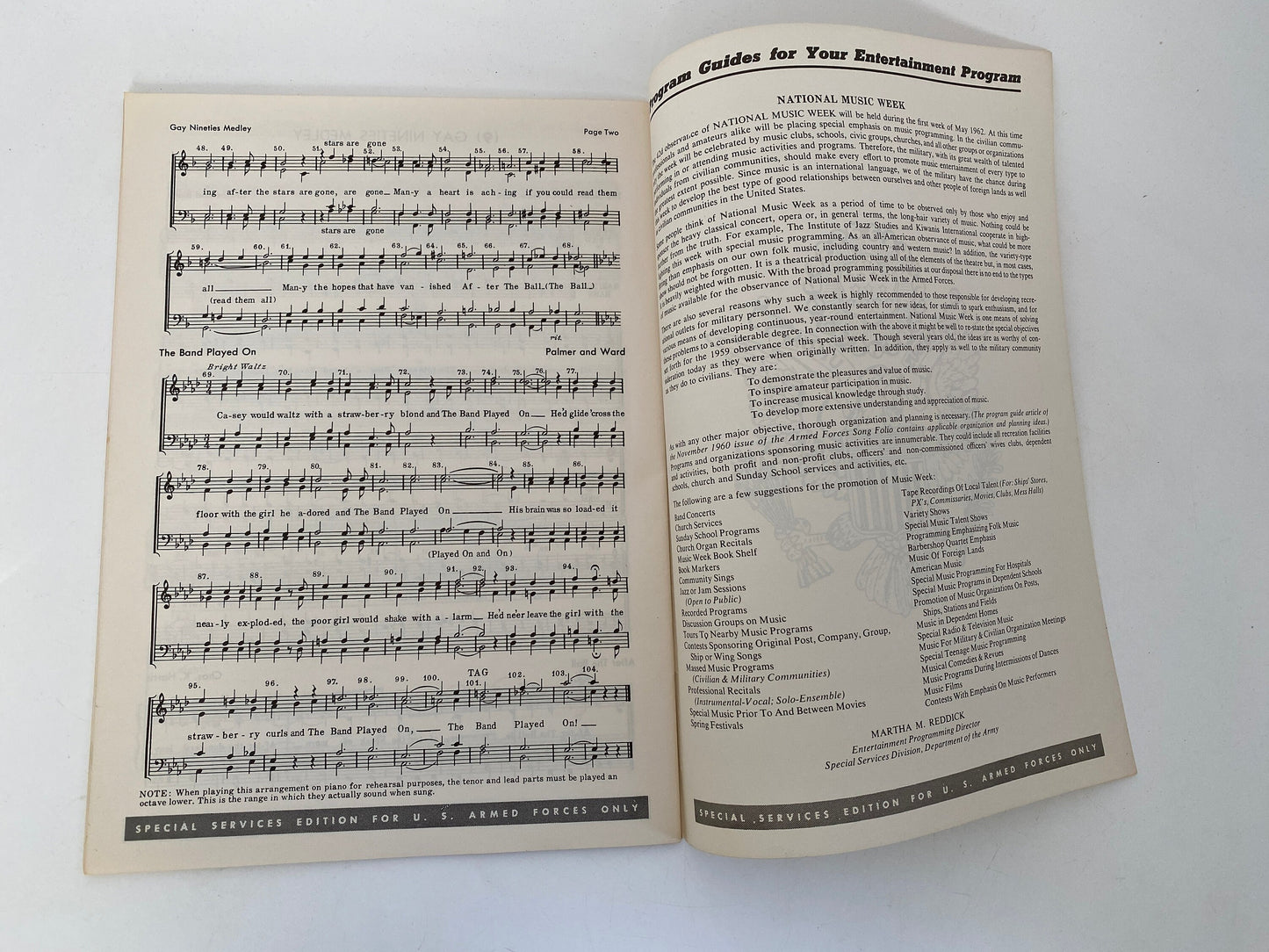 1962 Armed Forces Song Folio