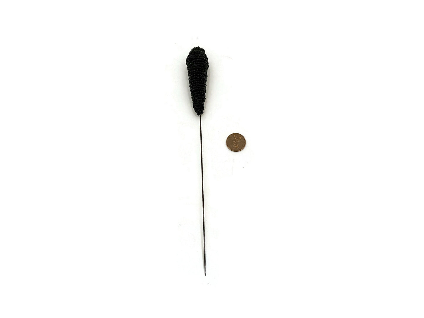 Antique Black Beaded Hatpin