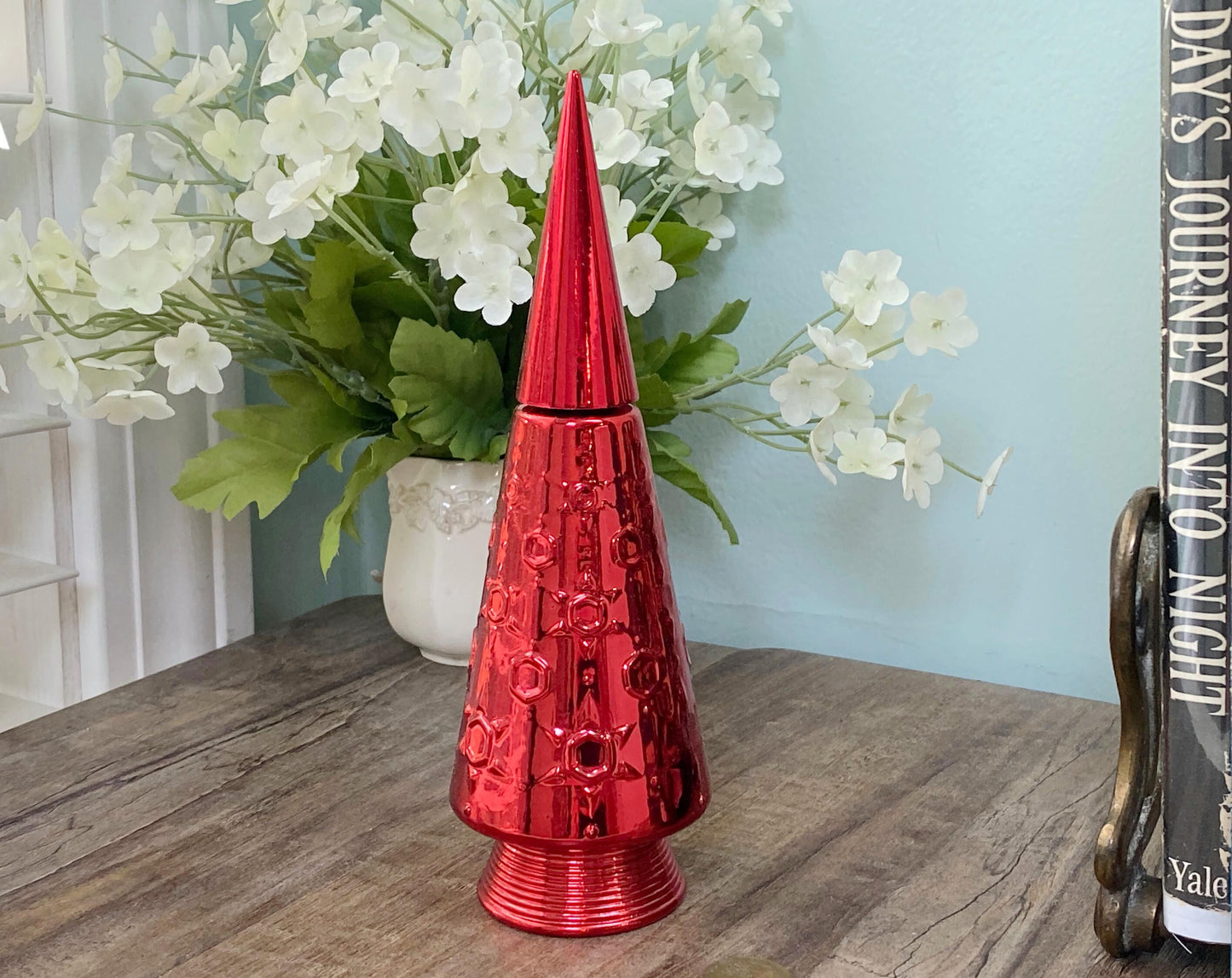 Vintage MCM Red Christmas Tree Avon Bottle