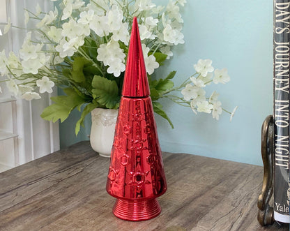 Vintage MCM Red Christmas Tree Avon Bottle