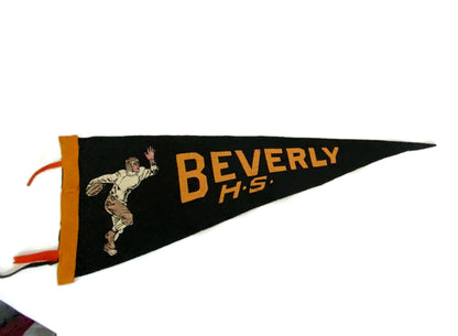 Vintage Beverly High School Football Pennant - Midcentury Sports Felt Souvenir