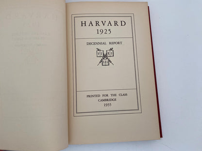 Vintage Book, Harvard College Class of 1925 Decennial Report 1935