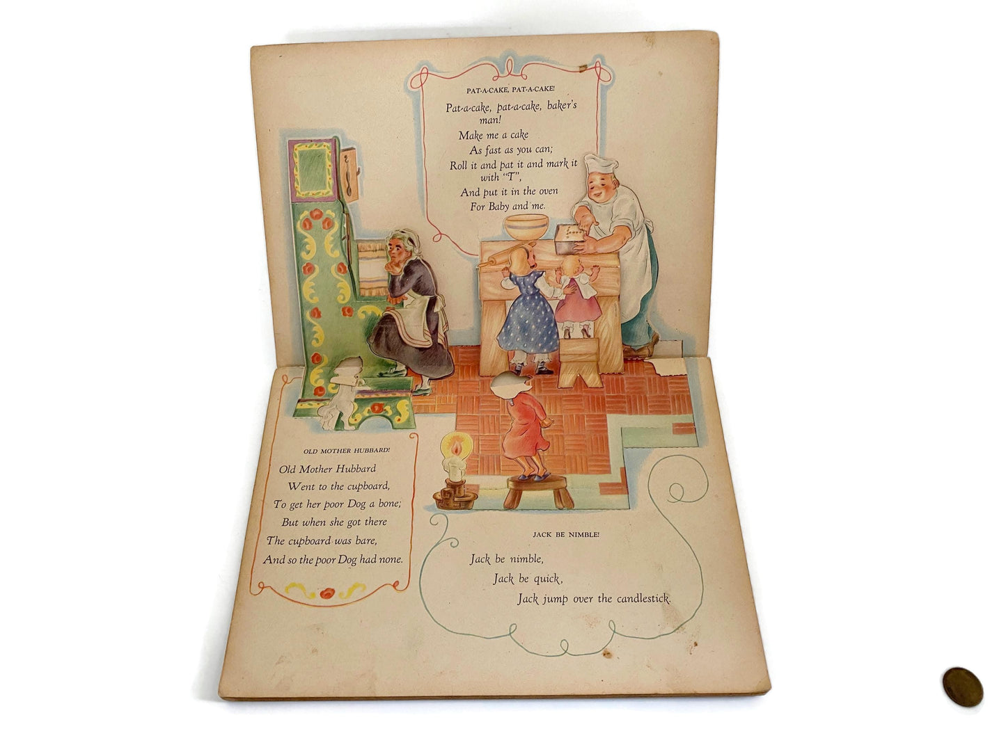 Vintage Pop Up Book, 1940s The Jolly Jump Ups Mother Goose