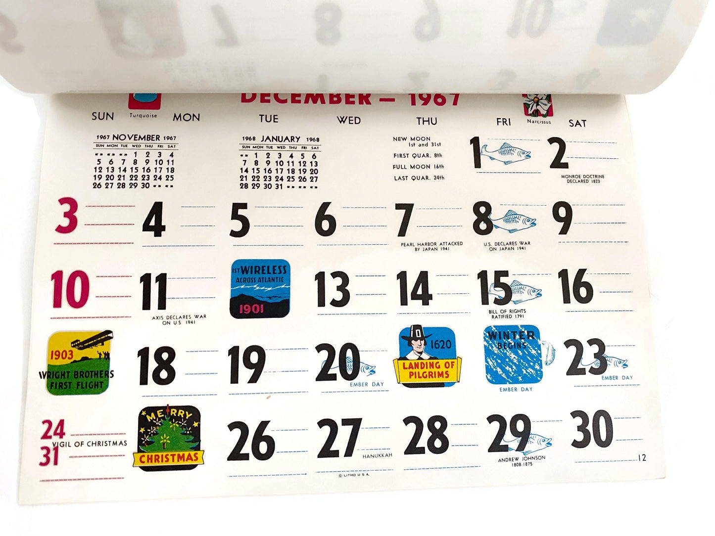 Midcentury Christmas 1967 Calendar