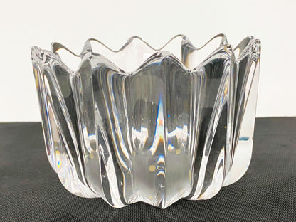 Vintage Orrefors Bowl - Crystal Swedish Art Glass, Fleur Petal Design, Etched Marking,