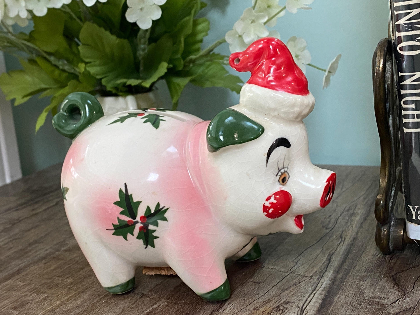 Midcentury Christmas Ceramic Piggy Bank by Kreiss