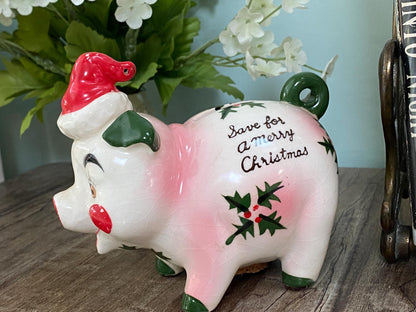 Midcentury Christmas Ceramic Piggy Bank by Kreiss