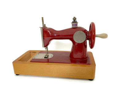 Vintage Toy Sewing Machine a Dark Red Sewing Room Display