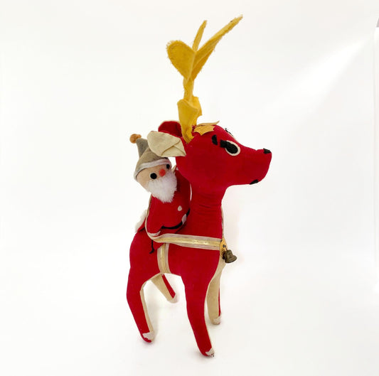 Midcentury Santa Claus Riding a Reindeer by Dream Pets