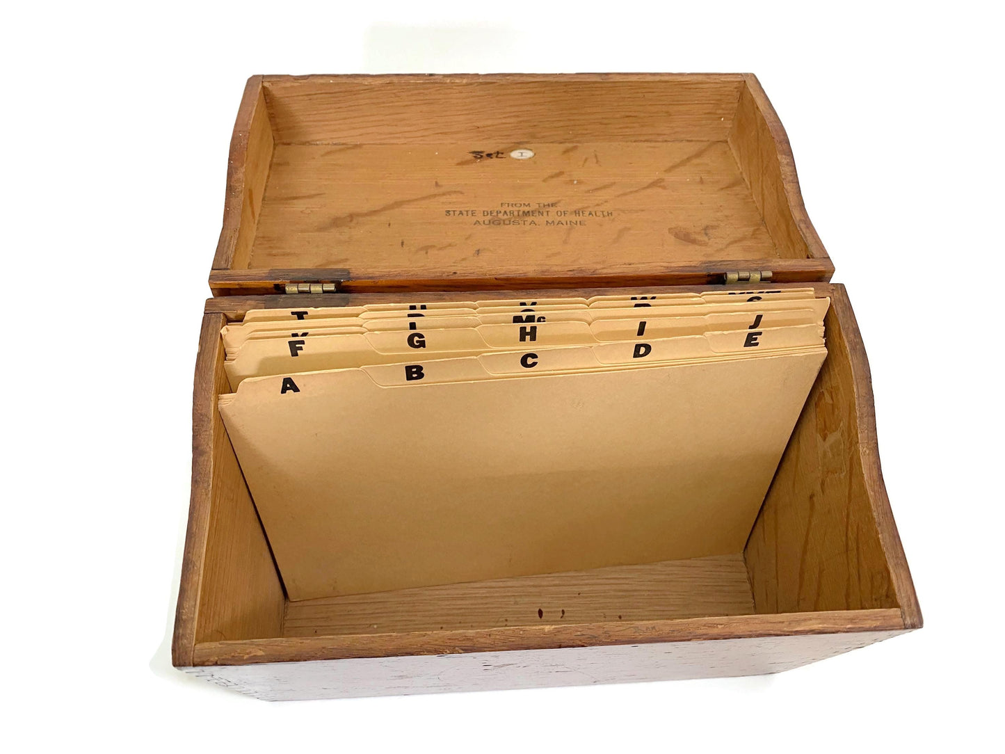 Midcentury Wood File Box by Globe Wernicke Maine Dept of Health