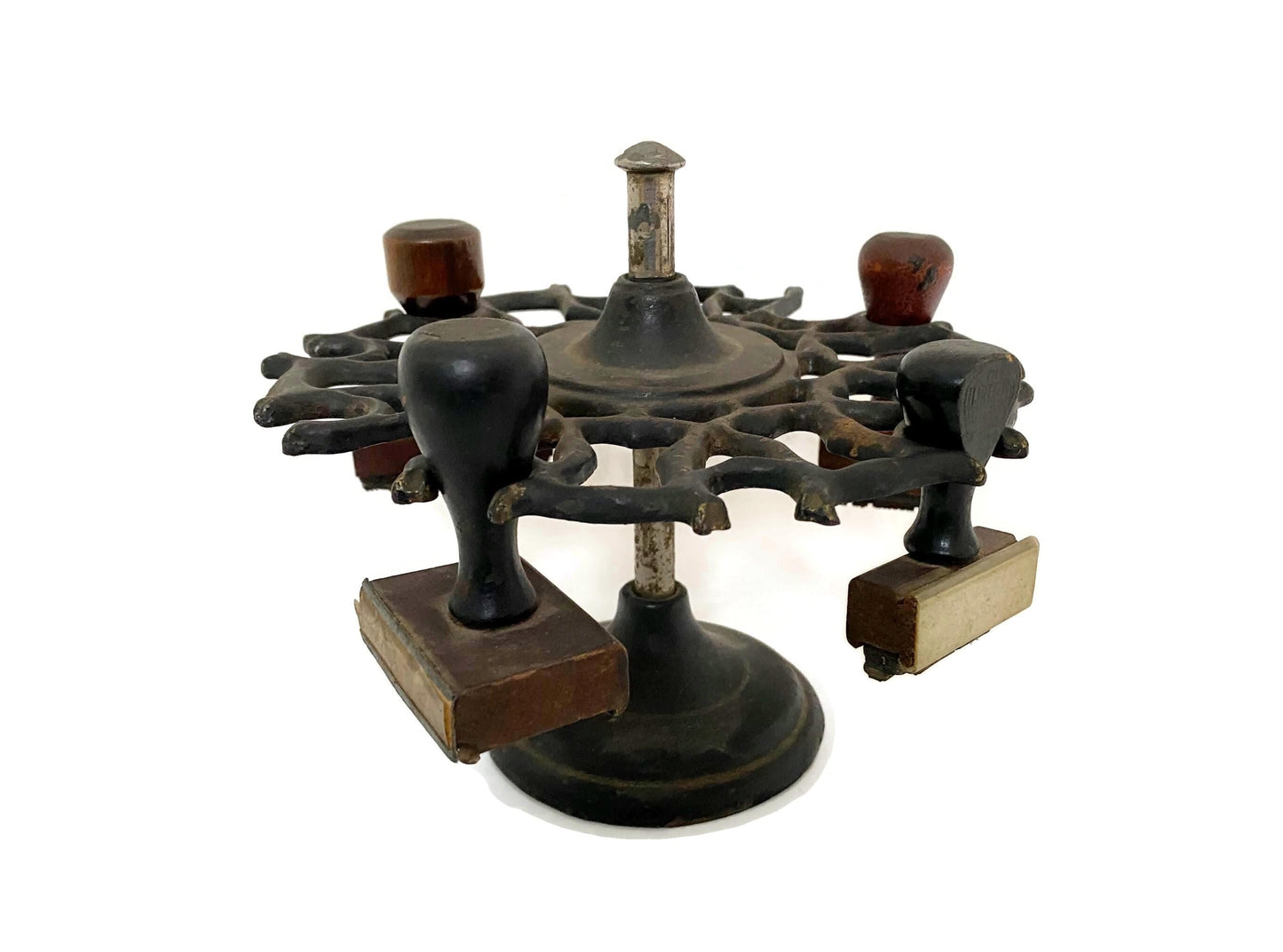 Vintage Office Cast Iron Stamp Carousel Holder