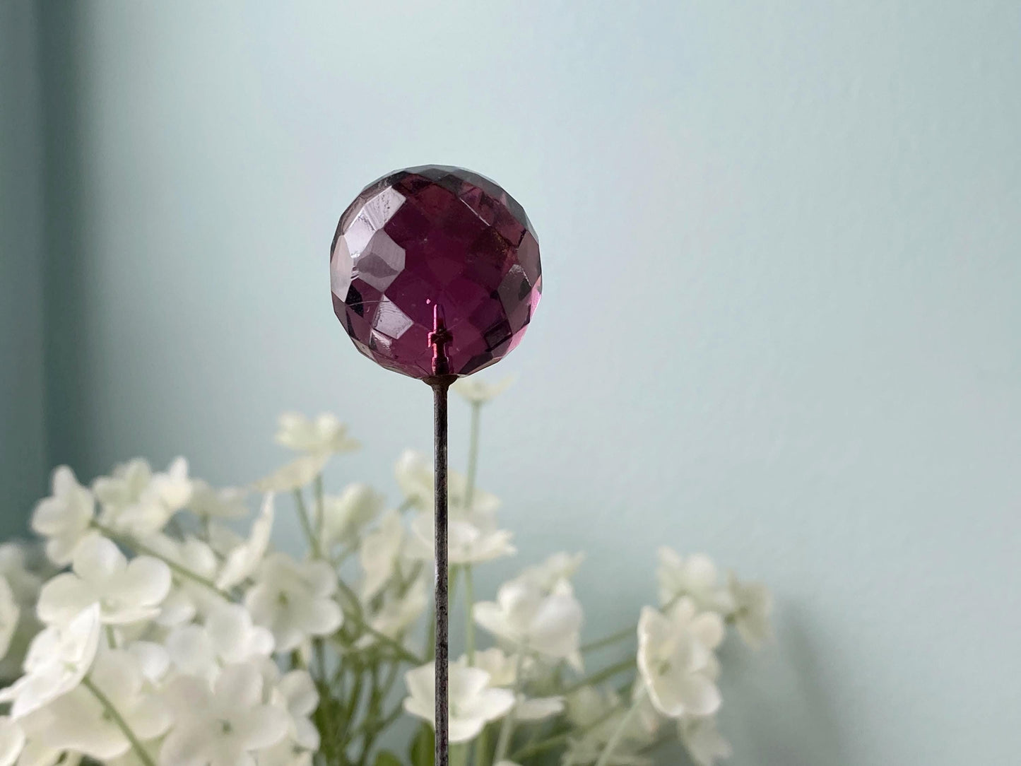 Antique Victorian Purple Faceted Glass Hat Pin