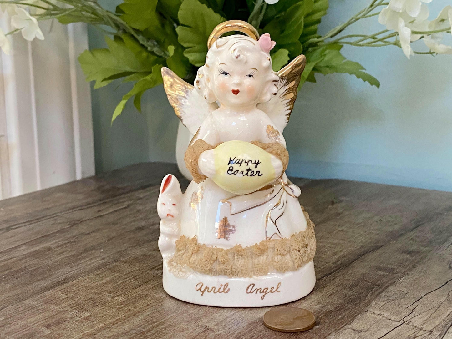 Midcentury Ceramic Birthday Angel April  by ART Japan