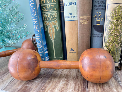 Antique Wood Weight Set - Vintage Wooden Barbells