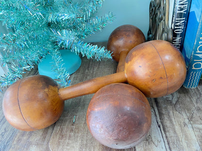 Antique Wood Weight Set - Vintage Wooden Barbells