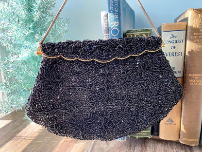 Vintage Black Beaded Purse