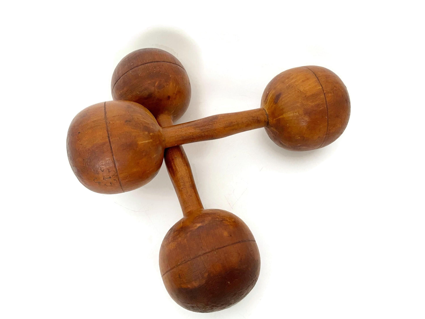 Antique Wood Weight Set - Vintage Wooden Barbells