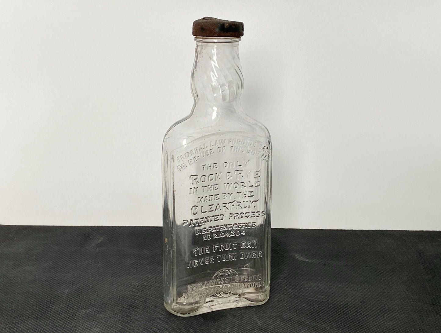 Vintage Rock & Rye Glass Bottle