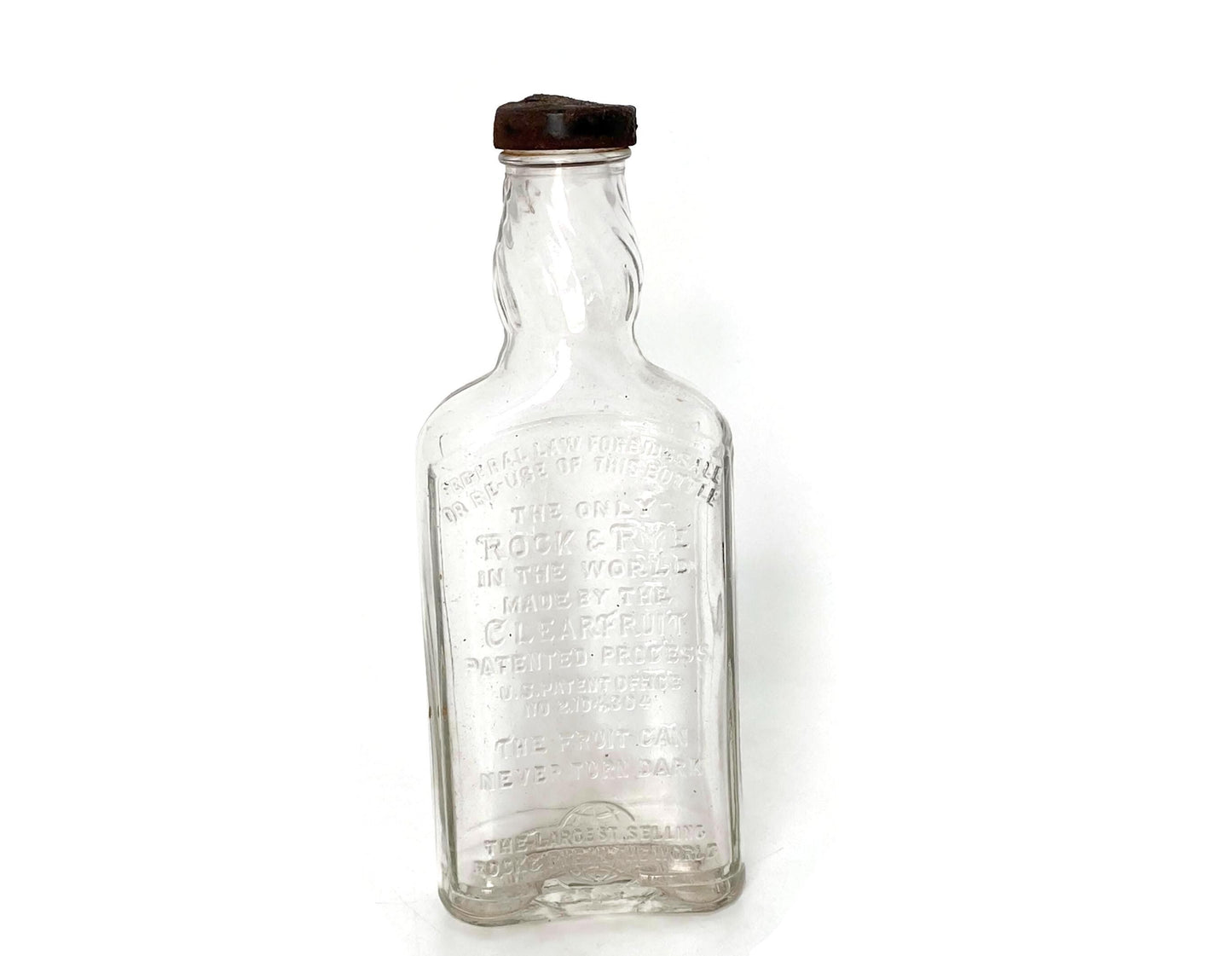 Vintage Rock & Rye Glass Bottle