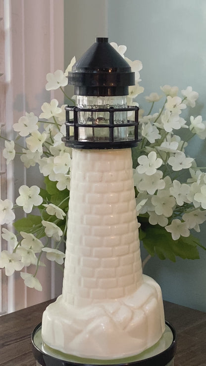 Vintage Glass Lighthouse Cologne Decanter