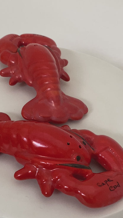 Midcentury Ceramic Lobster Salt and Pepper Shakers Cape Cod Souvenir