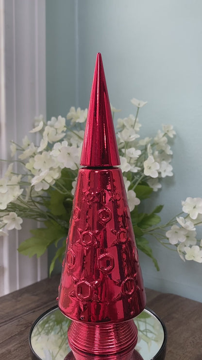 Vintage MCM Red Christmas Tree Avon Bottle