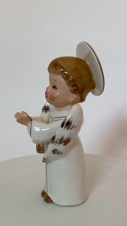 Midcentury Christmas Boy Angel Ceramic Figurine