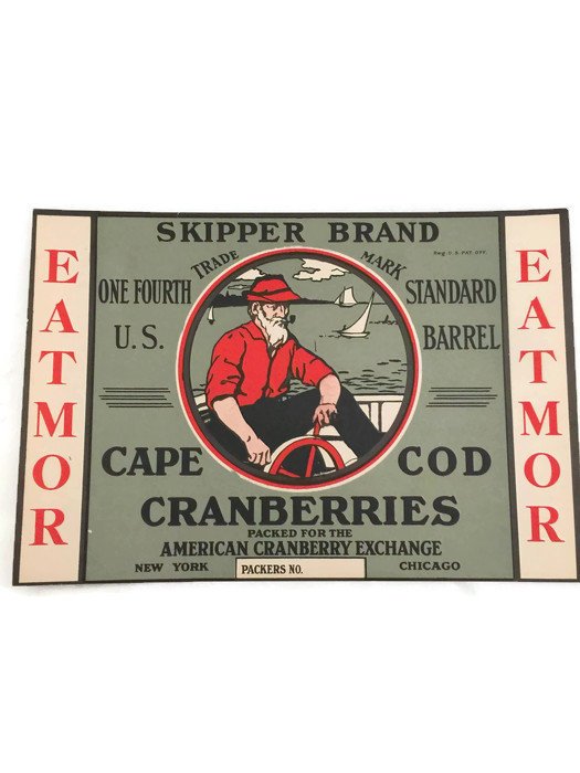 Vintage Cape Cod Cranberries Fruit Crate Label - Duckwells