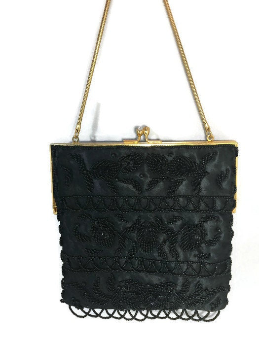 Vintage Gold Evening Purse, Lace Clutch Bag Handbags