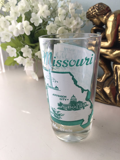 Vintage Missouri Glass, Mid Century Souvenir, State Map and Highlights, Missouri Waltz Music, The Show Me State - Duckwells
