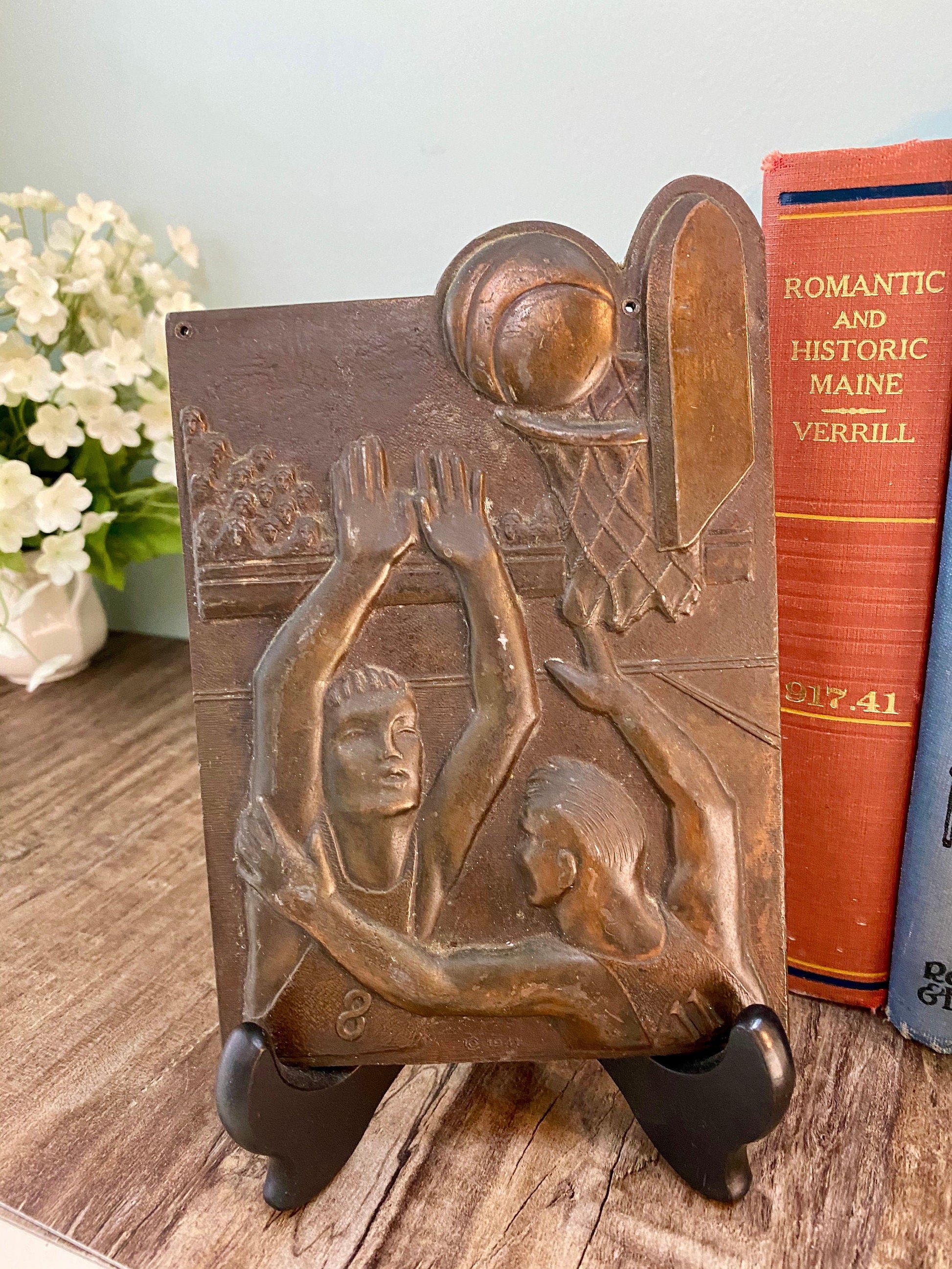 Vintage Bronze Basketball Plaque - Duckwells