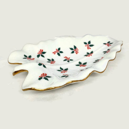 Vintage Lefton White Ceramic Christmas Tree Dish