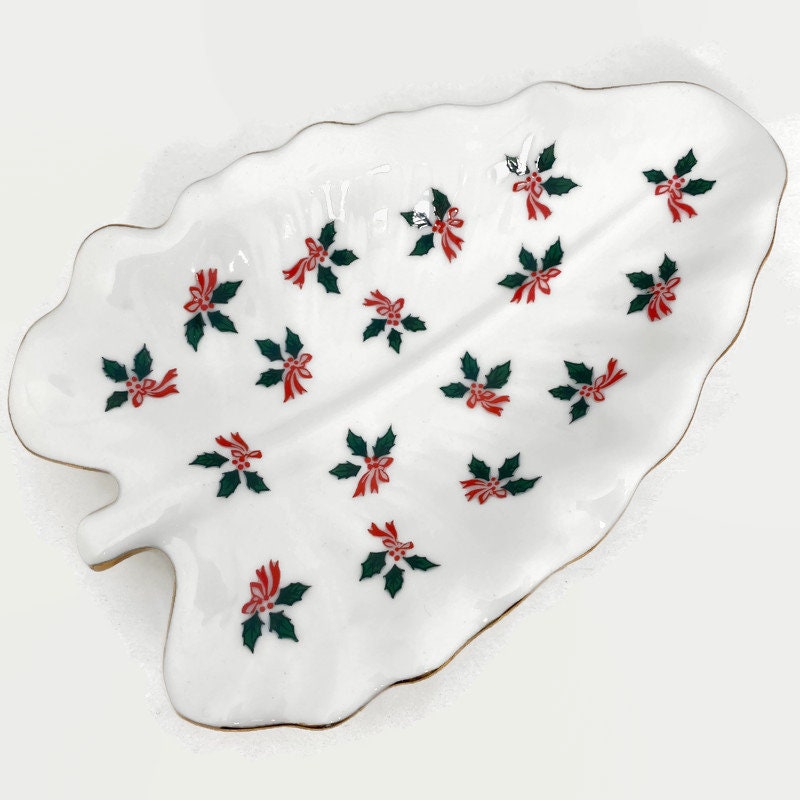 Vintage Lefton White Ceramic Christmas Tree Dish