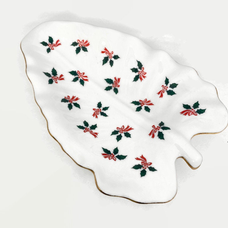 Vintage Lefton White Ceramic Christmas Tree Dish