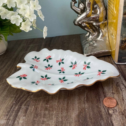 Vintage Lefton White Ceramic Christmas Tree Dish