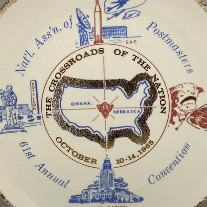 Midcentury Postmasters Convention Plate, Omaha Nebraska