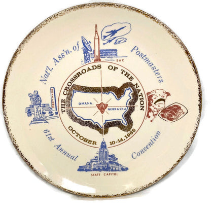 Midcentury Postmasters Convention Plate, Omaha Nebraska