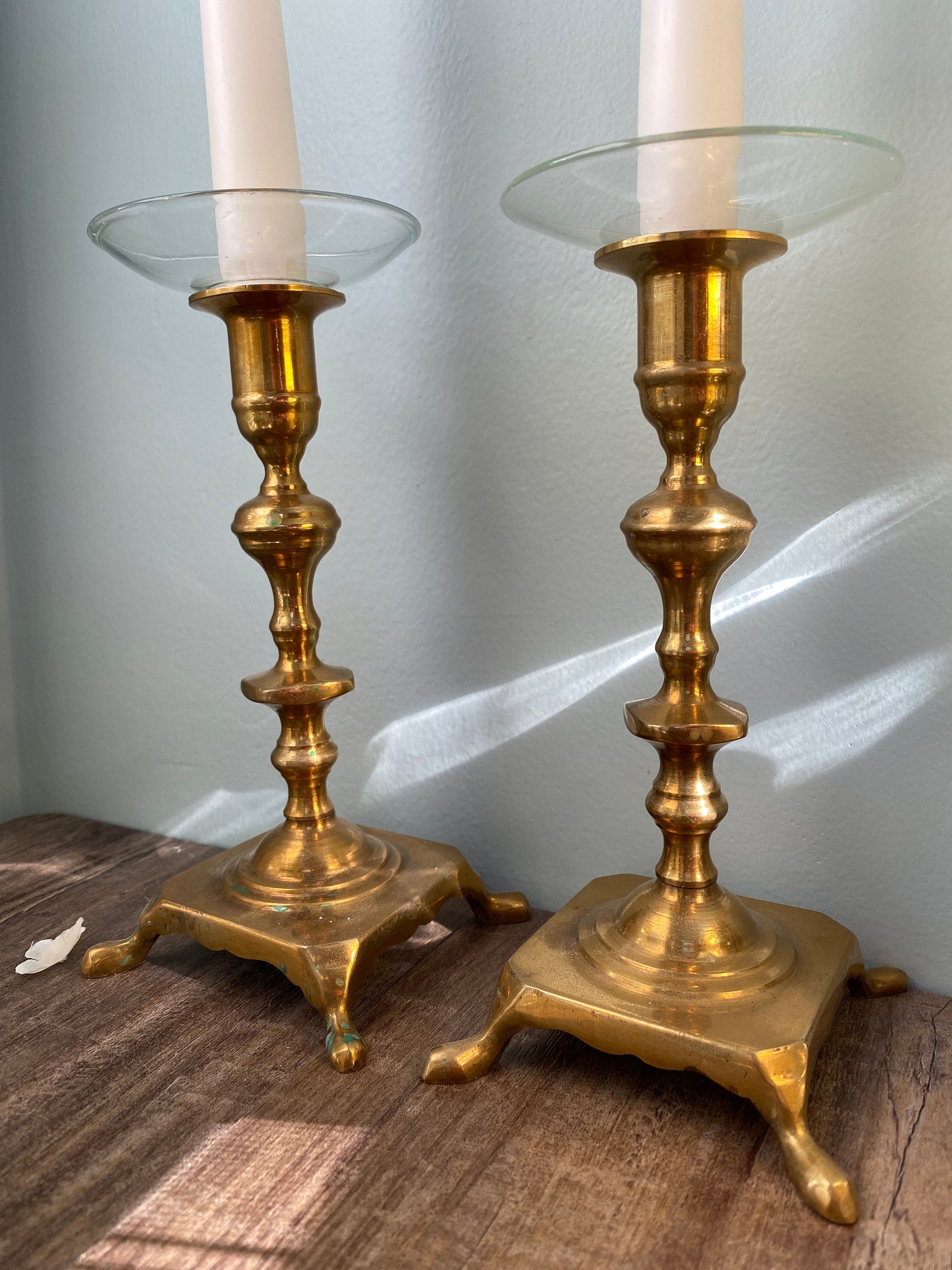 Vintage Pair of Vintage Brass Candle Holders, 9.75 tall - Excellent! –  Lillian Grey