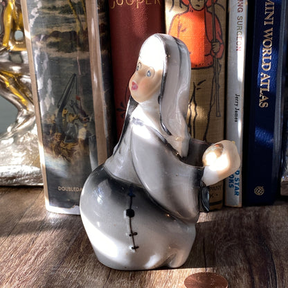 Midcentury Nun Figurine, Geo Z. Lefton Baseball Catcher